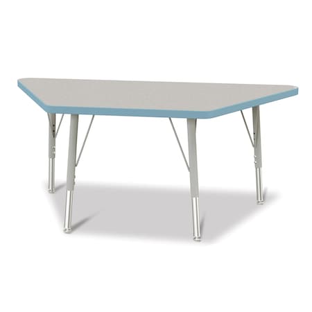 Jonti-Craft Berries Trapezoid Activity Tables, 24 in. x 48 in., E-height, Freckled Gray/Coastal Blue/Gray 6438JCE131